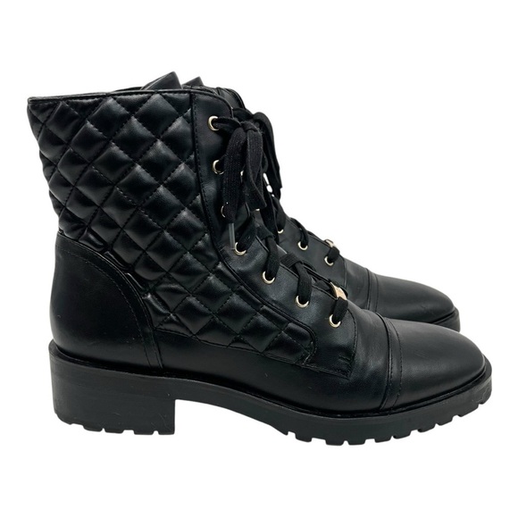Nanette Lepore Idalia Black Quilted Combat Boots Lugg Sole Women’s 10 - Picture 6 of 14